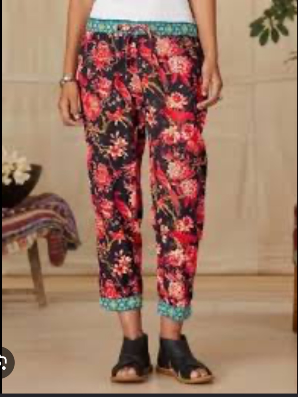 Women's Sundance Leia  Cotton Floral Pants  size XXL